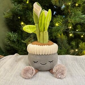 Jazwares Greenhouse Plush Potted Lily Flower Cute Face Pom Pom Plant Stuffed Toy